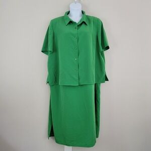 ROAMAN'S 2 Piece Set Size 1X Green Short Sleeve Jacket & Sleeveless Shift Dress